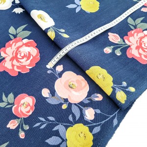 Destock 1.2m tissu toile de coton imprimé fleuri largeur 150cm