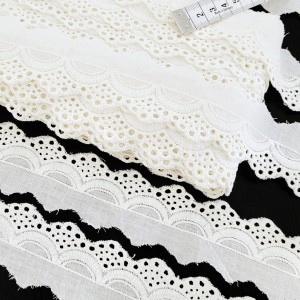 Destock lot 11.4m dentelle broderie anglaise coton blanche écrue largeur 3.5cm