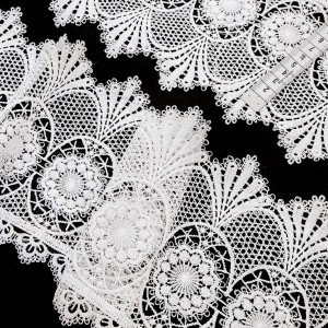 Destock 8.2m dentelle guipure satinée fluide écrue largeur 15cm