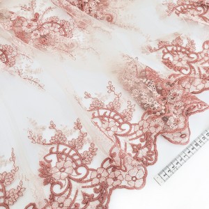 Destock 1.4m tissu dentelle broderie tulle brodé fleuri largeur 135cm
