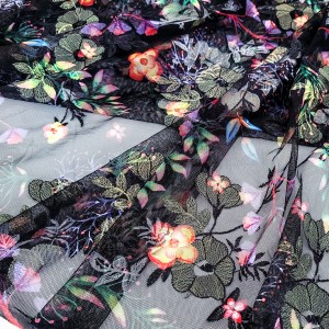 Destock 1.05m tissu dentelle broderie tulle brodé imprimé fluide fleuri largeur 150cm