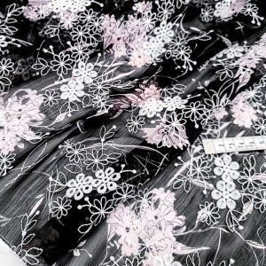 Destock 1.3m tissu broderie anglaise mousseline imprimé brodé doux fluide largeur 150cm 