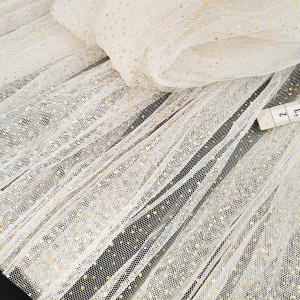 Déstock 3m tissu tulle écru paillettes dorées largeur 170cm