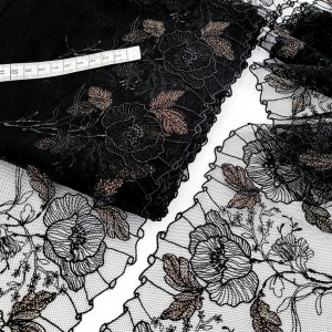 Destock 7.5m dentelle broderie tulle brodé fine haute couture largeur 22cm