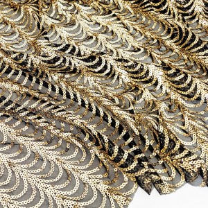 Destock 0.6m tissu dentelle broderie tulle brodé sequins haute couture 145cmcm