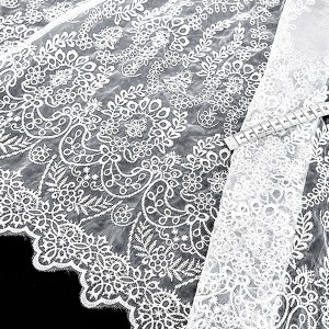 Destock 0.95m dentelle broderie organza brodé blanche largeur 135cm