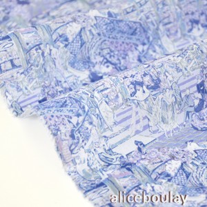 Destock tissu liberty tana lawn the atrium bleu coupon 79*125cm