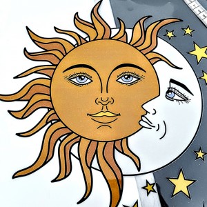 Destock transfert textile thermocollant applique soleil et lune taille 27x29cm