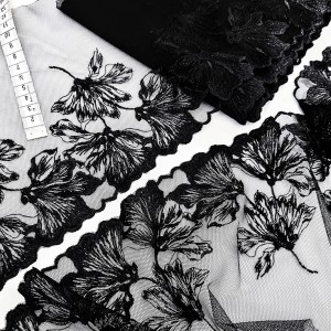 Destock 5.4m dentelle broderie tulle brodé fine haute couture largeur 18cm