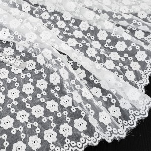 Destock 1.2m tissu broderie organza brodé souple écru largeur 136cm