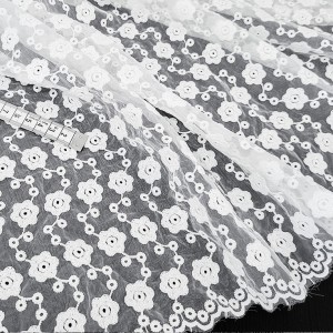 Destock 3m tissu broderie organza brodé souple écru largeur 136cm