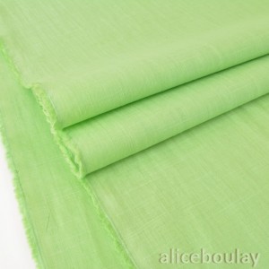 Tissu dobby de lin soyeux couleur vert anis x 50cm 