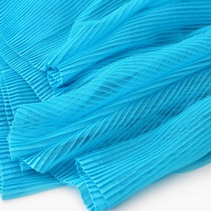 Tissu tulle plissé fluide bleu turquoise x50cm 