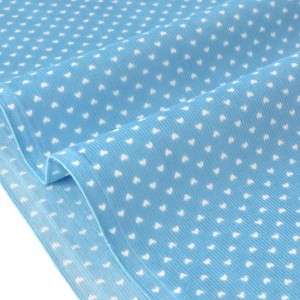 Tissu velours milleraies extra doux petits coeurs blanc sur fond bleu x 50cm 