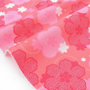 Tissu Japonais coton doux motif fleuri rose x 50cm 