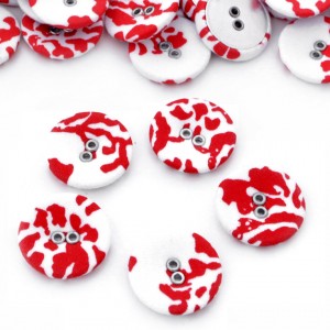 Lot de 5 boutons recouvert 2 trous blanc rouge taille 2cm