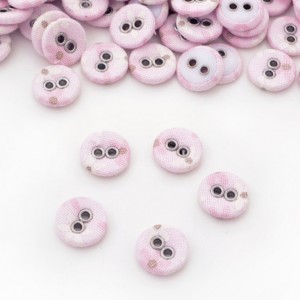 Lot de 5 boutons recouvert 2 trous fleuri rose pâle taille 1.2cm 