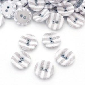 Lot de 5 boutons recouvert 2 trous rayure grise taille 1.7cm 