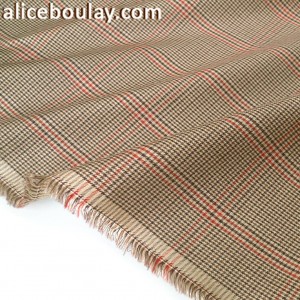 Tissu coton prince de galles marron x 50cm