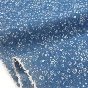 Tissu jean fin souple motifs fleuri x50cm 