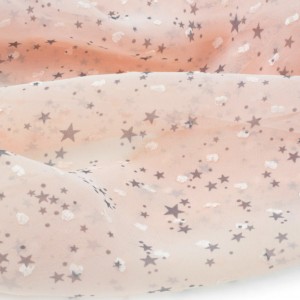 Tissu mousseline plumetis doux fluide étoiles grises fond rose pâle x 1 mètre