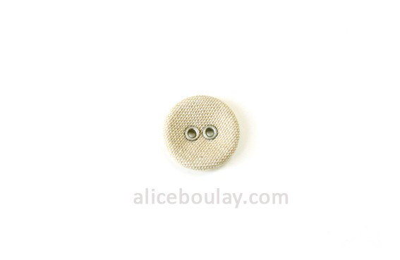 Bouton recouvert 2 trous 15mm beige