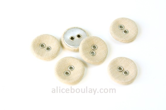 Bouton recouvert 2 trous 15mm beige