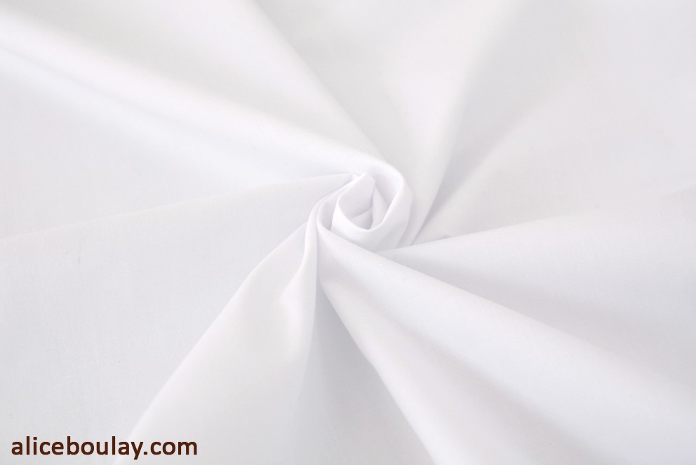 Tissu popeline de coton et polyester blanc