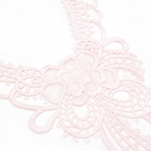 Encolure appliqué dentelle guipure polyester rose pâle pour adulte x 1 unité