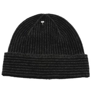 Bonnet en maille à revers couleur gris noir taille unique 