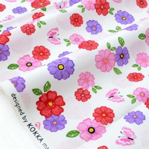 Tissu japonais KOKKA gabardine coton souple fleuri x 50cm