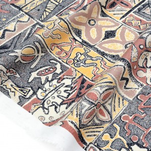 Destock 2.15m tissu viscose rayonne soyeux motif ethnique largeur 140cm