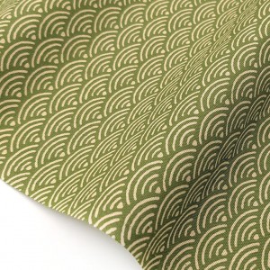 Tissu japonais coton vague Seigaiha verte x 50cm 