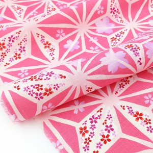 Tissu Japonais coton dobby fleuri traditionnel étoiles asanoha x 50cm