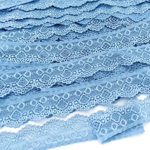 Déstock 16m dentelle élastique fluide lingerie bleu largeur 3cm