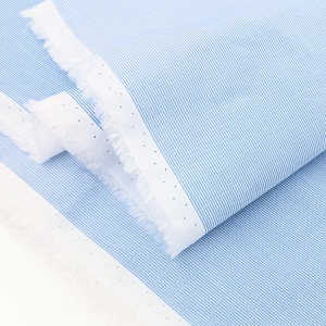 Destock 1.7m tissu coton soyeux rayures tissées bleu largeur 150cm 