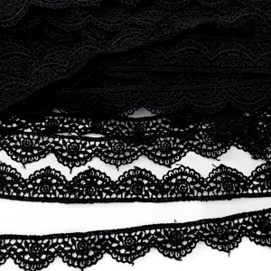 Destock 13m dentelle guipure polyester noir largeur 1.8cm