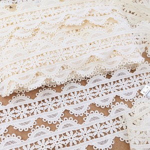 Destock lot 15.3m dentelle guipure polyester vanille largeur 5.7cm