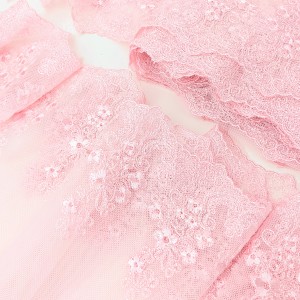 Destock 7m dentelle tulle brodé broderie fine haute couture largeur 17cm
