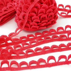 Destock 14m galon dentelle guipure coton rouge largeur 1.6cm