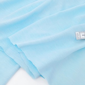 Destock 2m tissu jersey polycoton doux fluide bleu clair grande largeur 195cm
