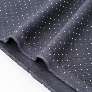 Destock 0.85m tissu velours milleraie coton pois blanc fond gris largeur 143cm
