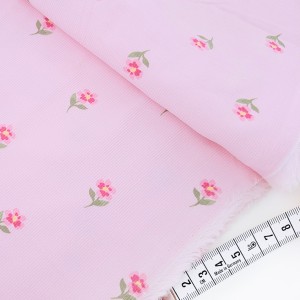 Destock 0.73m tissu velours milleraies coton fleuri fond rose largeur 145cm