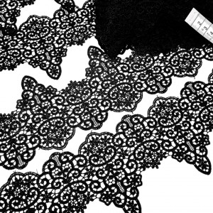 Destock 19.4m dentelle guipure fine haute couture noire largeur 9cm