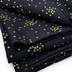 Déstock 4m tissu popeline coton fluide pois dorés fond noir largeur 148cm