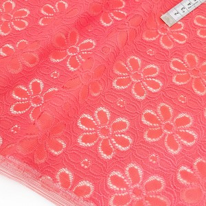 Destock 1.8m tissu dentelle de coton doux fluide corail largeur 160cm 