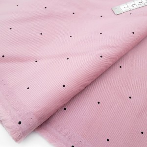Destock 0.7m tissu velours milleraie coton doux rose pois noir largeur 140cm