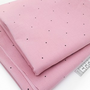 Destock lot 1.7m tissu velours milleraie coton doux rose pois noir largeur 128cm