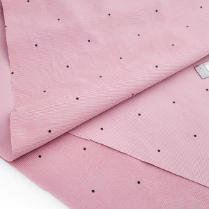 Destock lot 0.74m tissu velours milleraie coton doux rose pois noir largeur 128cm