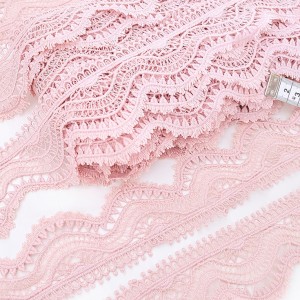 Destock 16.8m dentelle guipure douce haute couture rose largeur 5cm